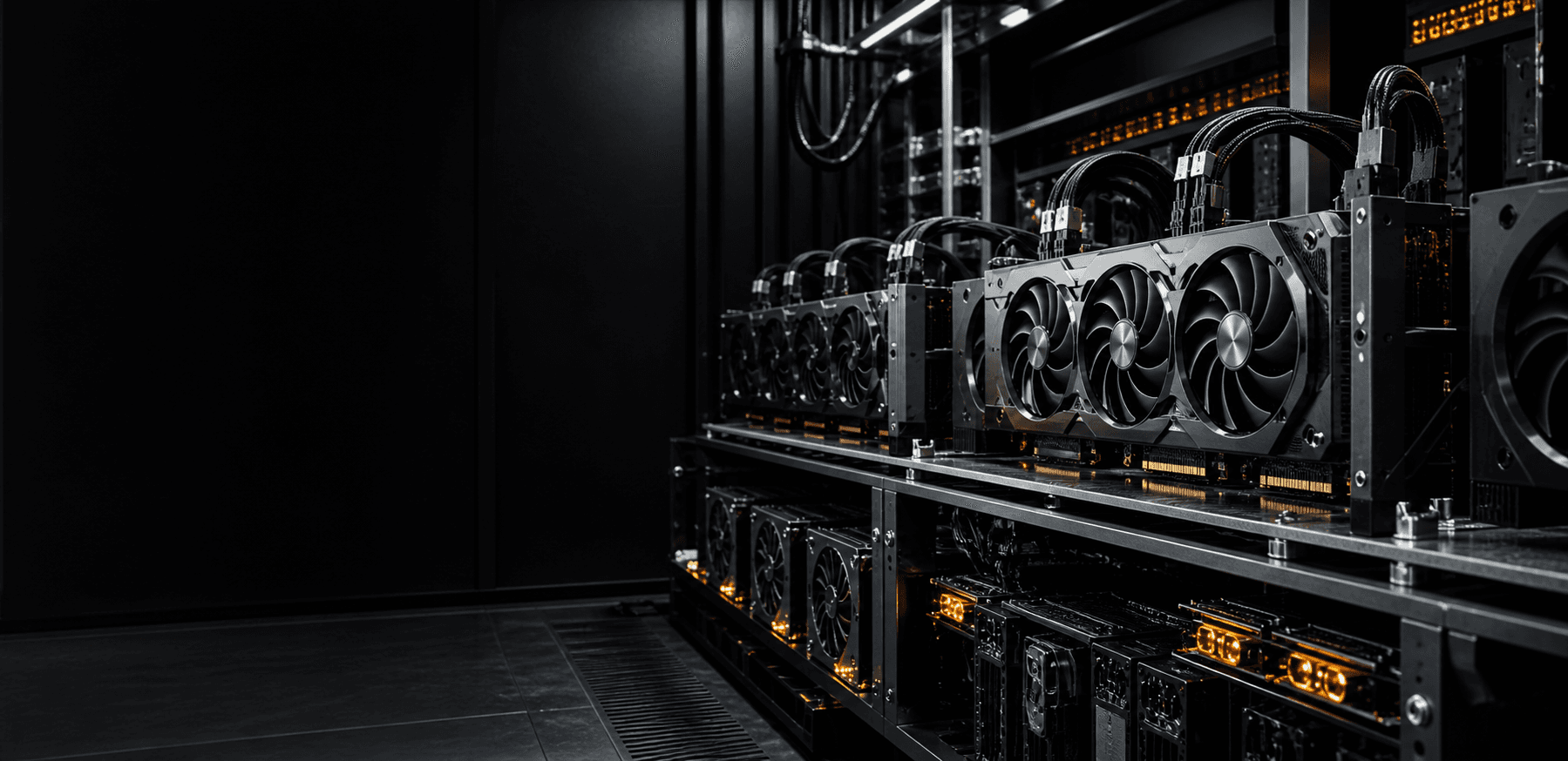 Open-frame GPU servers contributing compute to AI Power Grid